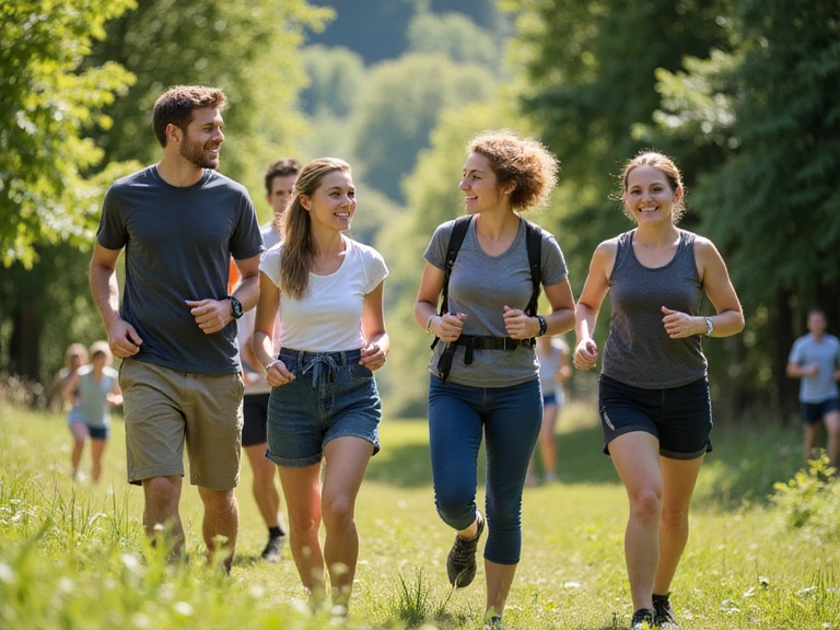 Persone attive che ridono in un ambiente naturale